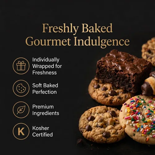 Miniatura 4 de Cesta de regalo gourmet de feliz cumpleaños, surtido de galletas y brownie recién horneados en elegante caja de lata reutilizable, regalos de comida