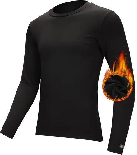 Darevie Ropa interior térmica para hombre, equipo de invierno, capa base de lana, camisas térmicas de manga larga para senderismo, ciclismo