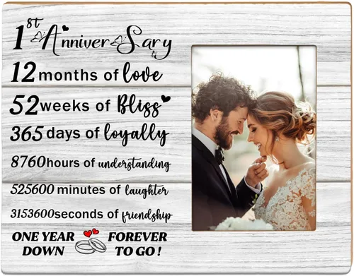 Marco de fotos para el primer aniversario, regalos para el primer aniversario de la pareja, regalos de matrimonio de aniversario para él, ella,