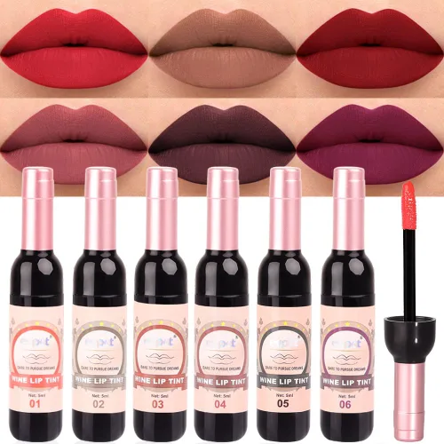 Miniatura 13 de evpct Tinte de Labios Mancha de Vino Juego de 6 Colores de Larga Duración Impermeable, Rosa cálido neutro Marrón nude Arándano profundo Malva rosa