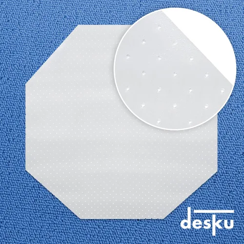 Miniatura 6 de Tapete octágono para silla de juegos, computadora y silla de oficina para alfombra, transparente, 46 x 49.5 pulgadas, fabricado en los Estados Unidos