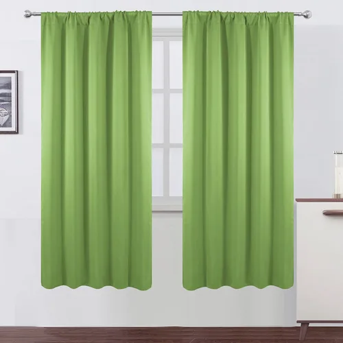 Miniatura 40 de LEMOMO Cortinas opacas negras para cocina, 42 x 45 pulgadas, juego de 2 paneles de cortinas opacas con bolsillo para cortinero para ventana pequeña