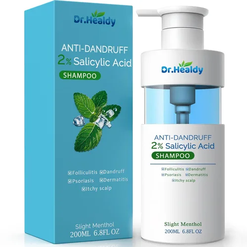 Champú de ácido salicílico, control de aceite y prevención de la acumulación del cuero cabelludo, 2% de ácido salicílico, alivio contra la caspa y
