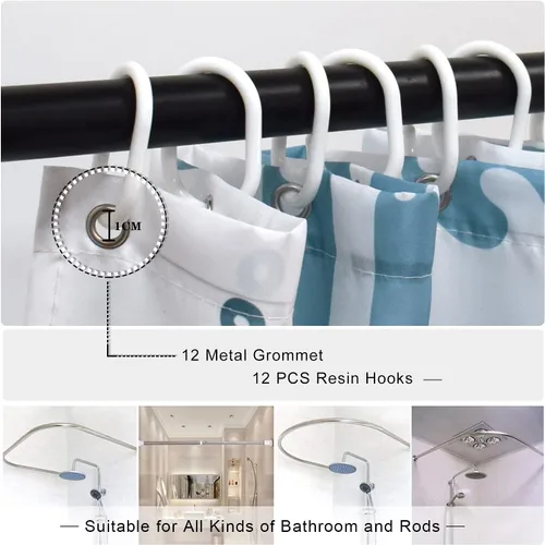 Miniatura 6 de Juego de cortinas de ducha de ballena azul, divertidas cortinas de ducha de dibujos animados de océano para baño, decoración de baño para niños