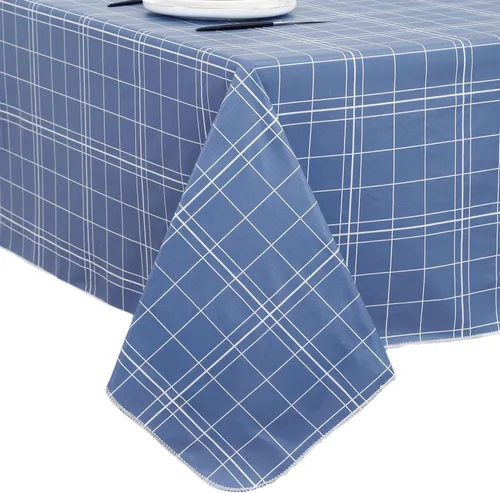 Miniatura 38 de Mantel de vinilo resistente con reverso de franela, mantel de plástico impermeable a prueba de aceite, resistente a las manchas, limpiable, cubierta