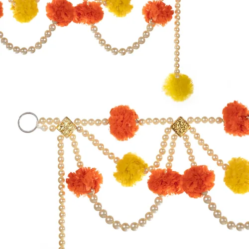 Miniatura 3 de Aditri Creation Guirnalda de flores artificiales de caléndula amarilla y naranja para el hogar, decoración tradicional india para puerta de entrada