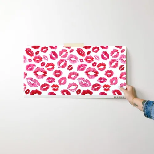 Miniatura 7 de Spoonflower Papel tapiz para despegar y pegar - Love Lips Red Valentine Beauty Lipstick Besos Acuarela Día de San Valentín Femenino Maquillaje Papel