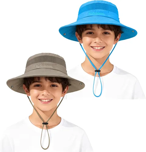 Miniatura 21 de Zando Sombrero de sol para niños al aire libre, UPF 50+, impermeable, sombrero de pescador para niños y niñas, ala ancha, resistente al viento