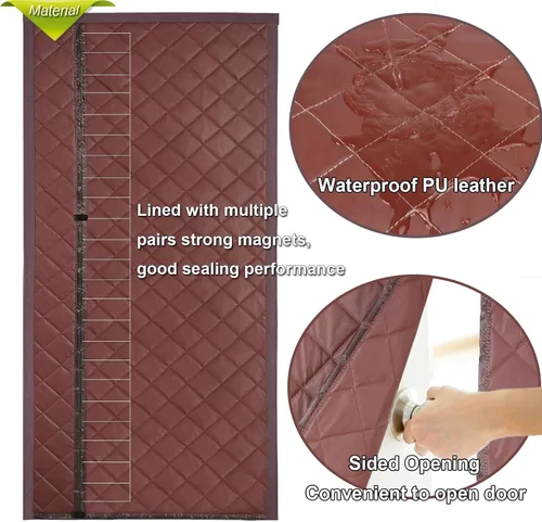 Miniatura 7 de Risareyi Cortina magnética para puerta con aislamiento térmico de 30 x 96 pulgadas, poliuretano marrón con relleno más grueso, aislamiento de puerta