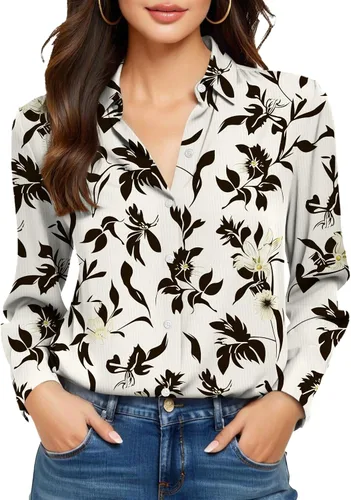 Miniatura 40 de Camisas sin planchado y sin arrugas para mujer, con botones, de manga larga, de seda de morera, blusas casuales para el trabajo