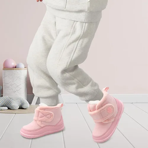 Miniatura 6 de Scurtain Pantuflas para niños pequeños, zapatos de casa para niña, con fondo duro, botas de invierno para bebé, zapatos cómodos para caminar