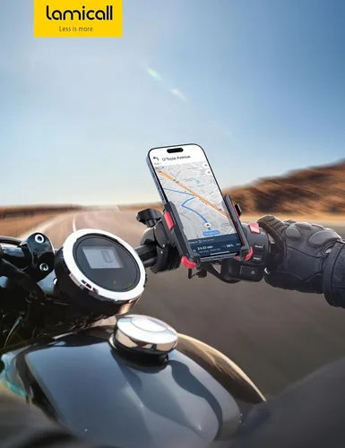 Miniatura 7 de Lamicall Soporte de Teléfono para Motocicleta y Bicicleta - [Liberación Rápida en 1s] Clip de Soporte para Teléfono Celular para Bicicleta, Rojo