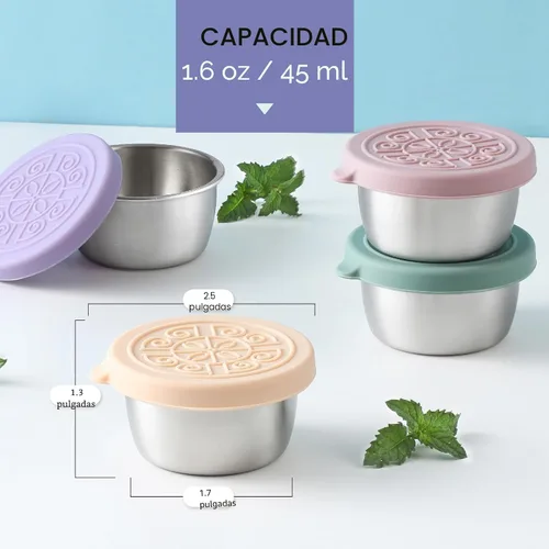 Miniatura 2 de VITEVER [Paquete de 6] Recipientes para Aderezo de Ensalada Para Llevar, 1.6 oz Recipientes Pequeños de Condimentos con Tapas, Tazas de Salsa