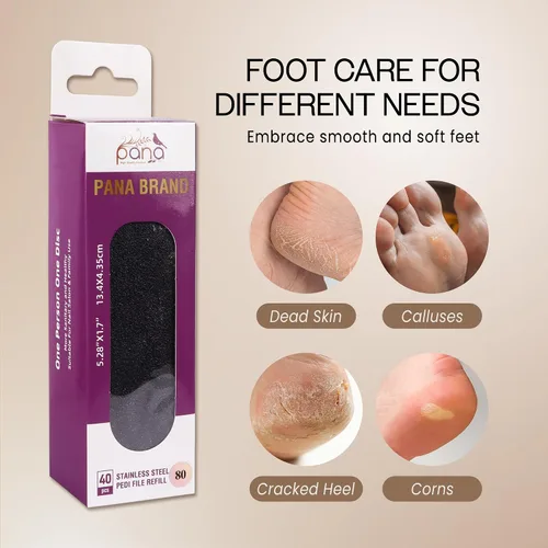 Miniatura 7 de PANA 40 piezas de recambio de archivo Pedi grande negro para lima de pies de acero inoxidable para lijar raspador de pies, almohadillas de recambio