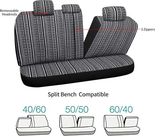 Miniatura 6 de HAIYAOTIMES Fundas para Asientos de Automóvil Baja Saddle Blanket Juego Completo con Almohadillas para Cinturón de Seguridad, Fundas de Asiento