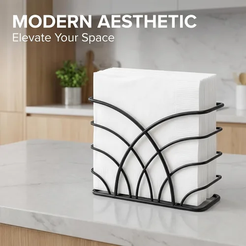 Miniatura 4 de Servilletero para mesa – Dispensador de servilletas vertical de hierro negro para servilletas de papel, dispensador de servilletas para cocina, P