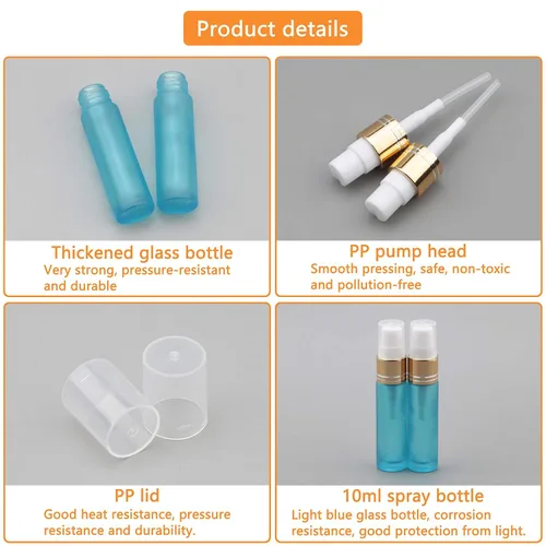 Miniatura 4 de Ellbest Botella de spray de vidrio recargable de 0.3 fl oz con 5 cuentagotas y 10 embudos, botella de perfume de vidrio pequeña