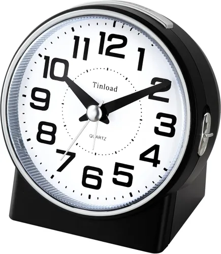 Miniatura 2 de Tinload Reloj despertador analógico de 4.3" sin tictac, silencioso y legible para personas mayores, fácil de configurar, alarma de aumento gradual