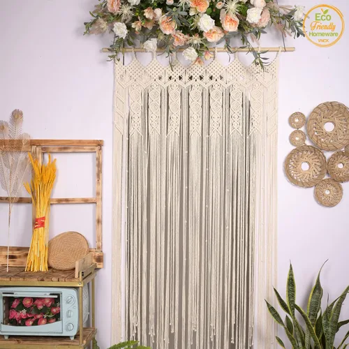 Miniatura 5 de Cortinas de Macramé para Puertas, Colgante de Pared de Macramé, Cortina de Puerta con Cuentas, Telón de Fondo Boho, Cuentas Colgantes para Puertas