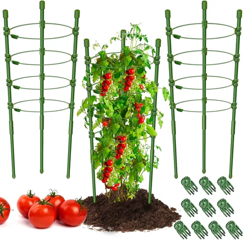 Miniatura 16 de Legigo Paquete de 3 jaulas de soporte para plantas, jaulas de tomate para jardín, estacas ajustables de 18 pulgadas para plantas enrejadas, anillos