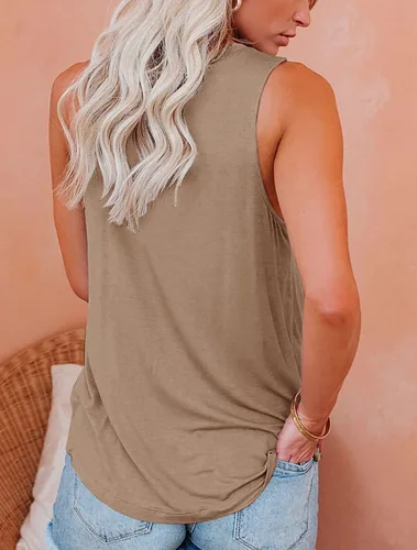 Miniatura 42 de JAWINT Camisetas casuales sin mangas para mujer, cuello redondo, sin mangas, holgadas, holgadas