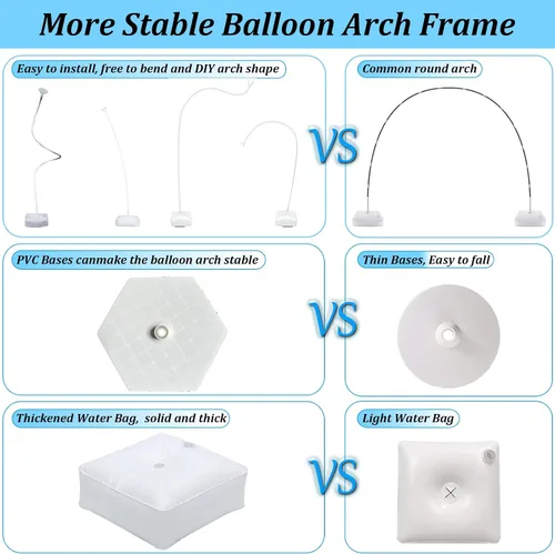 Miniatura 3 de Kit de arco de globos de 8.2 pies y 5 pies ajustable, soporte de arco de medio globo, forma de flexión, marco de arco de globo con base rellenable
