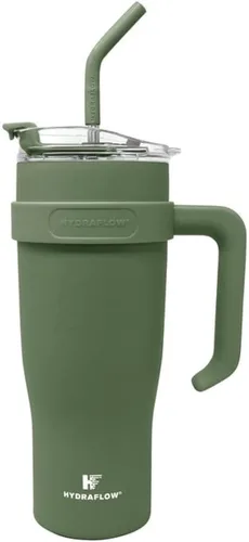 Miniatura 3 de HYDRAFLOW Capri - Vaso de 20 onzas con popote – Vaso aislado al vacío de triple pared – Vaso aislado al vacío – Vaso de acero inoxidable – Vaso