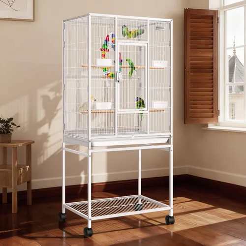 VIVOHOME Jaula grande de hierro forjado de 54 pulgadas para pájaros con soporte rodante para periquitos, canarios, cacatúas, tortolitos, conures,
