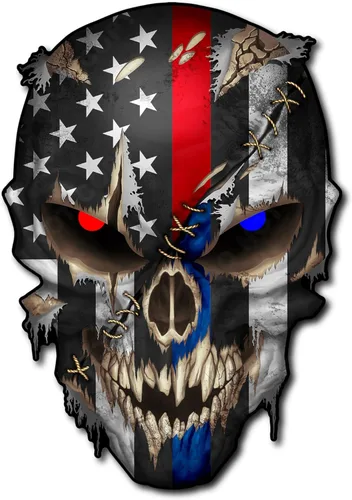 Miniatura 12 de Calcomanías de Haley Bandera Americana Calavera Adhesiva - Vinilo 3M, Ojos Reflectantes, para Autos y Camiones, Uso en Interiores, Calidad Premium