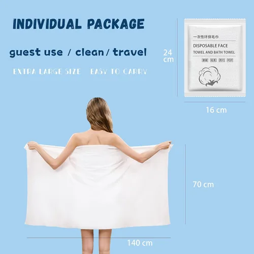 Miniatura 2 de Toallas de baño desechables, 10 toallas de viaje grandes de 55 x 28 pulgadas, paños portátiles comprimidos para playa, ducha, senderismo, natación