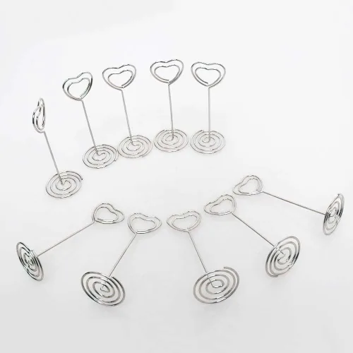 Miniatura 7 de Soporte para tarjetas de número de mesa, 25 soportes para fotos para mesas, soportes para números de fotos en forma de corazón, clips de tarjetas