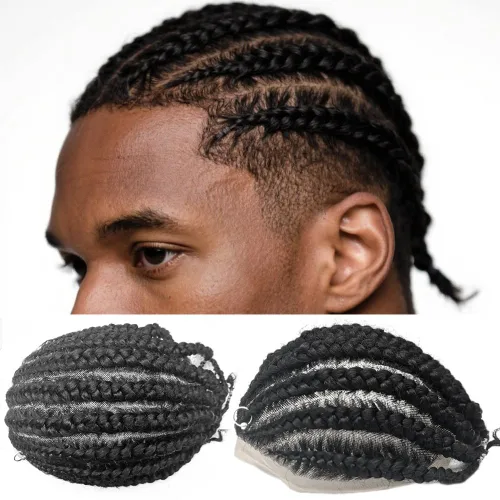 Miniatura 8 de Afro Curl Toupee para hombres negros, 10 x 8, tupé para hombres, piezas de cabello africano, unidades de repuesto para hombre, unidad de cabello