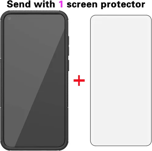 Miniatura 2 de Funda para teléfono Samsung Galaxy A11 con protector de pantalla de vidrio templado y soporte, resistente, accesorios de protección híbrida rígida