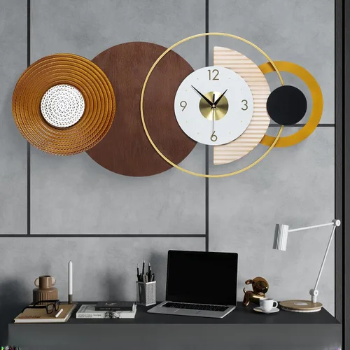 Miniatura 15 de Reloj de pared Anmotpe moderno, operado con batería, grandes relojes negros de metal y madera, estilo retro, reloj de pared grande de metal