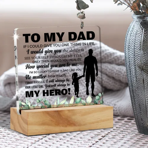 Miniatura 4 de Placa de escritorio de acrílico con soporte de madera, regalo para padre de hija