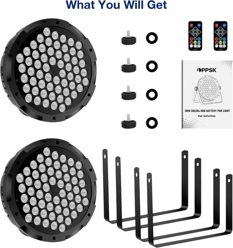 Miniatura 8 de Luces de escenario RGB de 60 LED, 90 W, regulables, multimodos activados por sonido, control remoto y DMX, fácil configuración, luces elevadas
