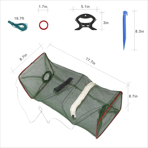 Miniatura 2 de Paquete de 2 trampas de red de pesca plegables para cebo de cangrejos de cangrejo, redes de trampa de cebo de camarones, trampa para cangrejos