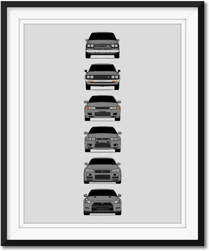 Miniatura 18 de Custom Car Posters Póster hecho a mano compatible con Nissan Skyline GT-R e impresión de Nissan Skyline GTR (KPGC10, KPGC110, R32, R33, R34, R35)