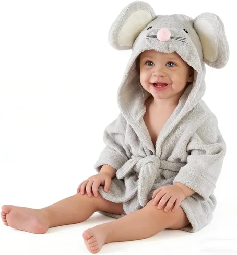 Miniatura 8 de Albornoz de bebé con capucha toallas unisex para niños toalla de baño para niños Terry ultra absorbente mantas duraderas