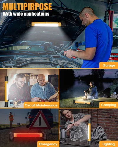 Miniatura 5 de Luz de trabajo, luces de trabajo LED de 3000 lm, luz de trabajo recargable debajo del capó con ganchos y base magnética giratoria, luz mecánica