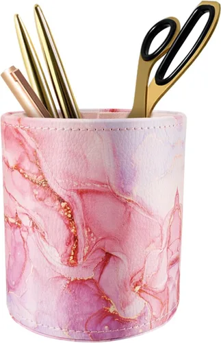 Miniatura 9 de Soporte para bolígrafos para mujeres y niñas, taza de lápices, decoración de escritorio rosa, soporte para brochas de maquillaje, soporte grande