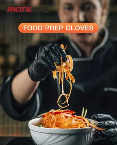 Miniatura 5 de PACIFIC PPE Guantes desechables de nitrilo negro resistentes de 6 mil, resistentes a productos químicos, seguros para alimentos, sin látex