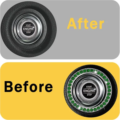 Miniatura 5 de Bling Car Ring Smblem Sticker, Accesorios Brillantes para Automóvil para Botón de Arranque, Llave de Encendido y Anillo de Perilla Verde