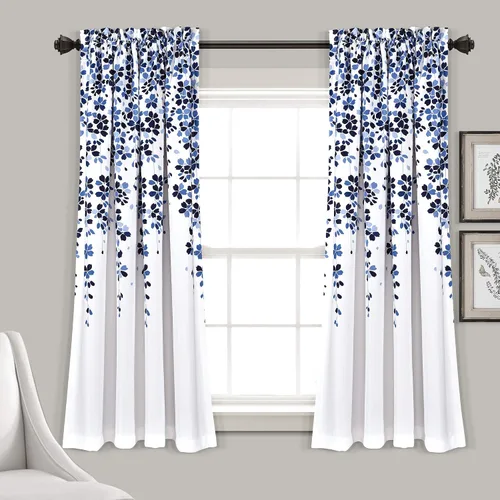 Miniatura 40 de Lush Decor Cenefa para ventana con filtro de luz, colección Weeping Flower, juego de cortinas, un par, 52" de ancho x 95" de largo + 2" de cabecera