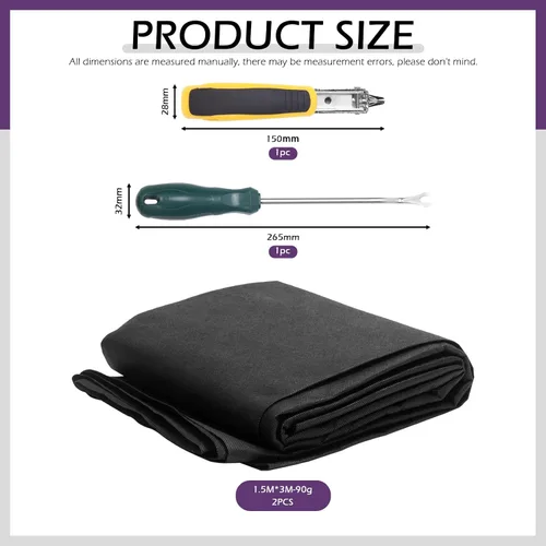 Miniatura 2 de Swpeet 5 piezas de tapicería de tela negra de 60 pulgadas x 3 yardas, repuesto de tela y levantador de tachuelas, extractor de uñas con kit