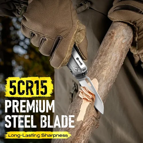 Miniatura 6 de BIBURY Cuchillo de bolsillo multiherramienta BI2056, cuchillo multiherramienta de acero inoxidable con clip, cuchillo plegable multiherramienta EDC