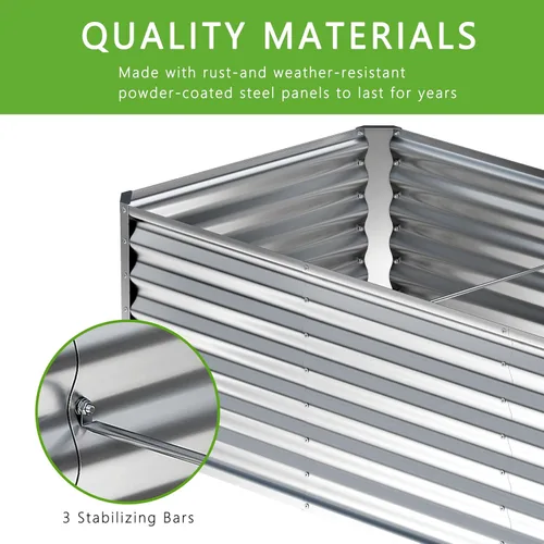 Miniatura 4 de 2 camas de jardín elevadas galvanizadas de 4 x 2 x 1 pies, macetas elevadas, caja de jardín de metal, planta grande para plantar al aire libre, cama