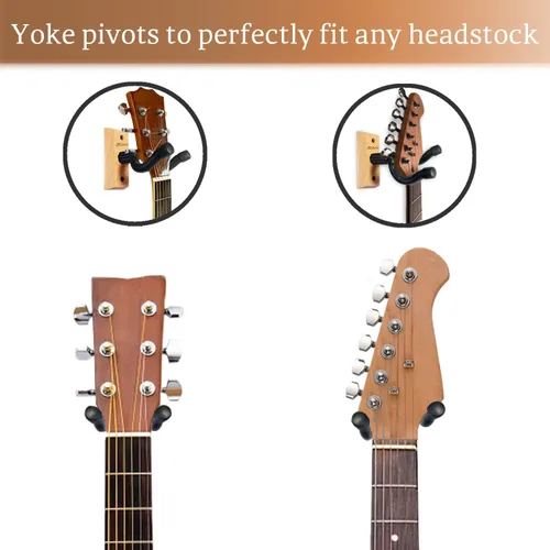 Miniatura 4 de Onmiwod Soporte de pared para guitarra, paquete de 2 unidades, colgador de guitarra de madera dura de ceniza, soporte de pared para guitarra