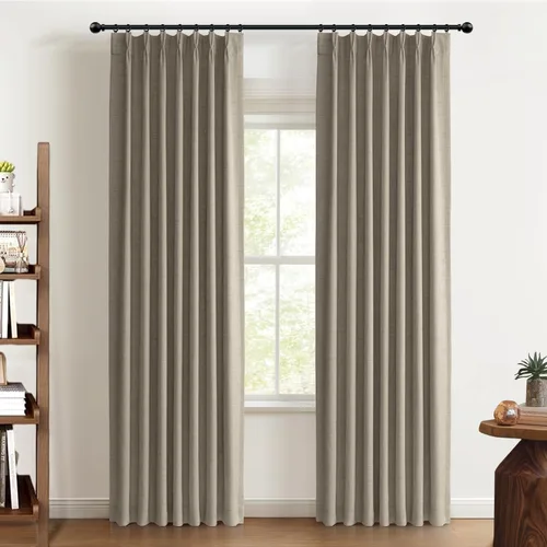 Miniatura 17 de 100% Blackout Shield Cortinas opacas con textura y aspecto de lino de 72 pulgadas de largo, juego de 2 paneles de cortinas opacas de lino sintético