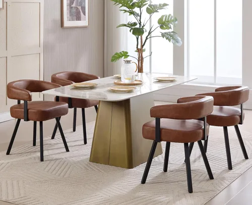 Miniatura 27 de Shunzhi Juego de 2 sillas de comedor modernas de cuero verde tapizadas, cómodas sillas de cocina, sillas auxiliares sin brazos con respaldo abierto